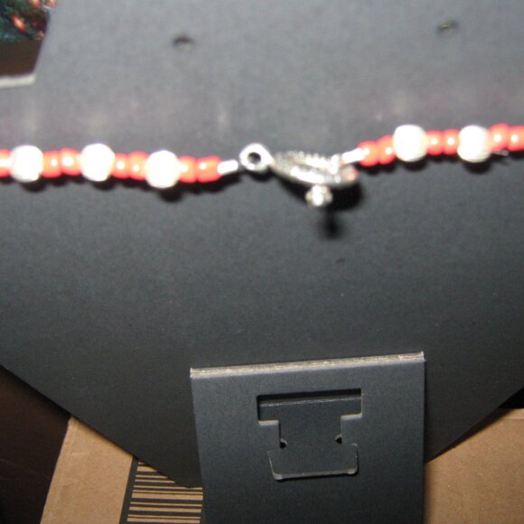 Handcrafted Artisian Red and Gray 19" Necklace - Picture 3 of 6